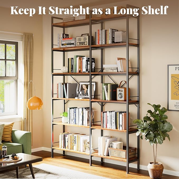Huuger 6 Tier Bookshelf, L Shaped Corner Bookshelf - Image 5