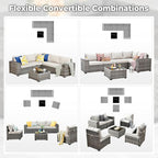ovios 6 Pieces Patio Furniture Set, Outdoor Wicker Sectional Sofa - Image 6