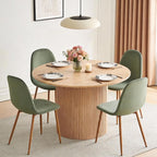 Dining Table Set for 4, Mid Century Modern 47 Inch Wooden Round Dining Table Set - Image 3