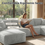 125 Inch Modular Sectional Sofa, Cloud Couch Oversized U Shaped Corduroy Sofa - Image 3