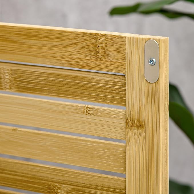 HOMCOM Bamboo Floor Cabinet Bathroom Floor Cabinet Living Room Organizer Tower - Image 9