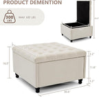 Weture 30 Inch Large Square Storage Ottoman Coffee Table, Oversized Square - Image 2