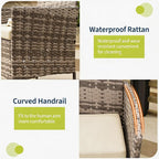 3-Piece Outdoor Furniture Set, PE Rattan Wicker Chairs - Image 3