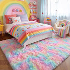 Amdrebio Rainbow Unicorn Fluffy Big Rug 6x9 - Image 3