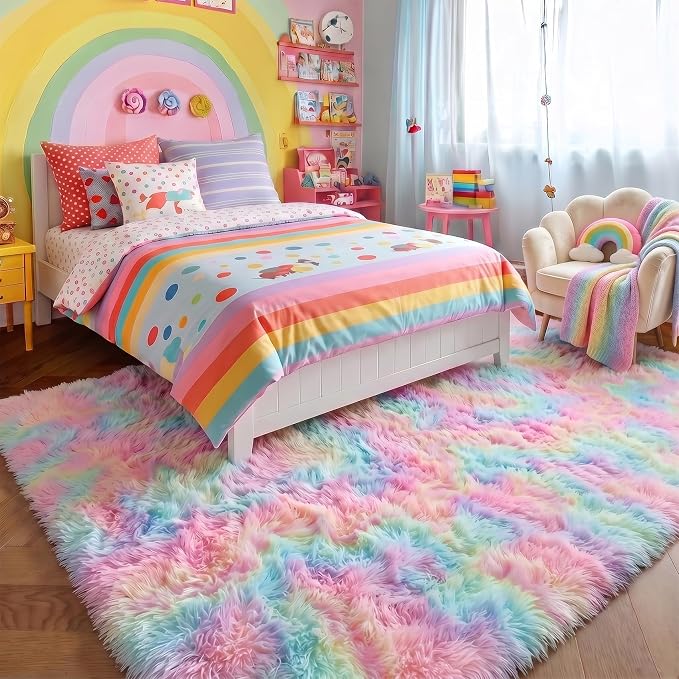 Amdrebio Rainbow Unicorn Large Area Rug 9x12 - Image 3