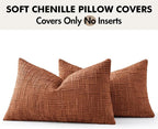 MIULEE Chenille Textured Fall Lumbar Pillow Covers Burnt Orange 12x20 | Set of 2 - Image 9