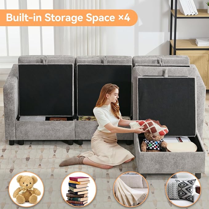 WUTUTUEE 83' Modular Sectional Sofa Convertible L Shaped Couch Set - Image 4