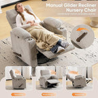 Swivel Rocker Recliner with Adjustable Armrests, Rocking Nursery Chair with - Image 7