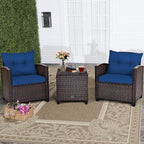 COSTWAY 3PCS Patio Furniture Set, PE Rattan Wicker Sofa w/Washable Cushion and - Image 4