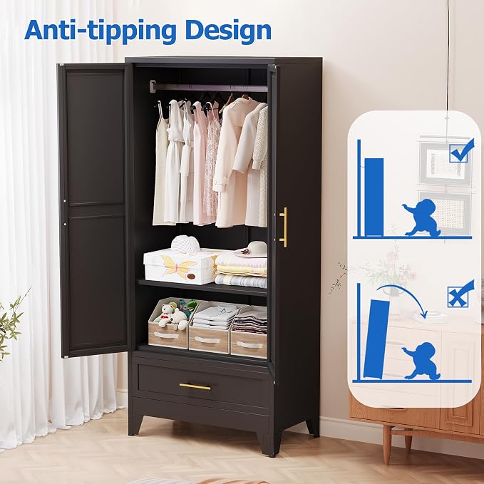 GAIOUS Steel Armoire Wardrobe Closet - Image 6