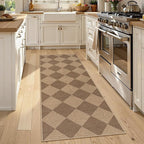 Lahome Checkered Easy Jute Outdoor Runner Rug, 2x6 Kitchen Rugs Washable | - Image 2