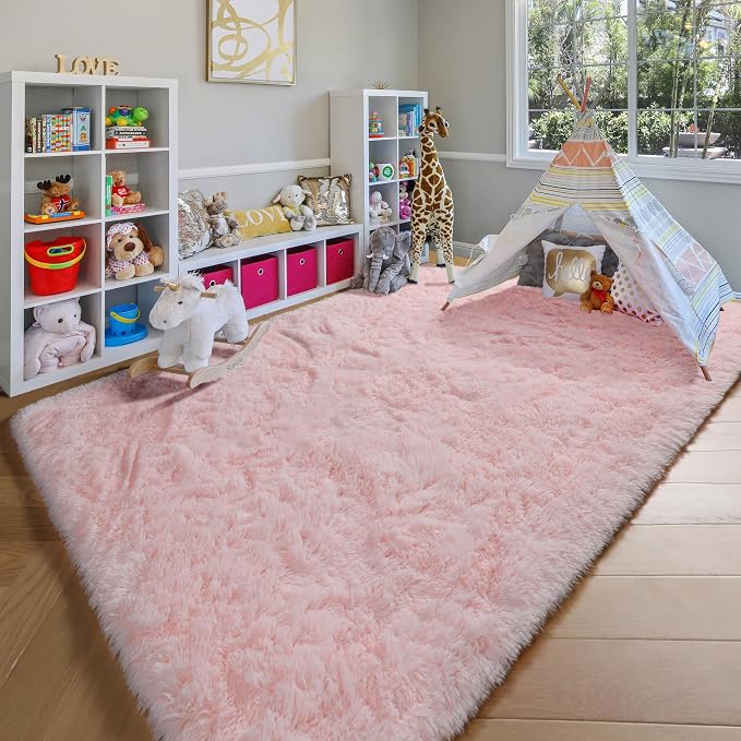 Pink 6x9 Area Rugs for Living Room Bedroom, Large Fluffy Bedside Throw Rug - Image 7