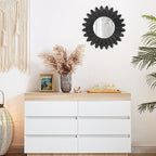 Emfogo Wall Mirror 12 inch Rustic Wood Sunburst Boho Mirror Farmhouse Wall - Image 7
