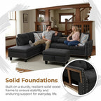 97.5" L Shaped Couch Set Linen, Modular Sectional Couches - Image 5