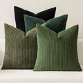 MIULEE Soft Corduroy Decorative Throw Pillow Covers Neutral Green 18x18 | Set by MIULEE