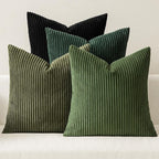 MIULEE Soft Corduroy Decorative Throw Pillow Covers Neutral Green 18x18 | Set by MIULEE
