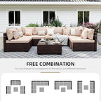 UPHA 7 Pieces Patio Furniture Sets, Wicker Outdoor Sectional Sofa Couch - Image 4