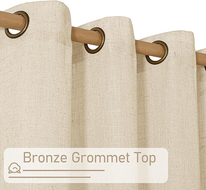 Natural Linen Semi Sheer Curtains 63 Inch - Image 3