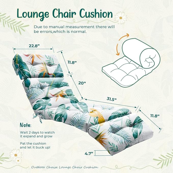 4 Pack Outdoor Chaise Lounge Chair Cushion 75.1 x 22.8 x 4.7 Inches 100% - Image 3