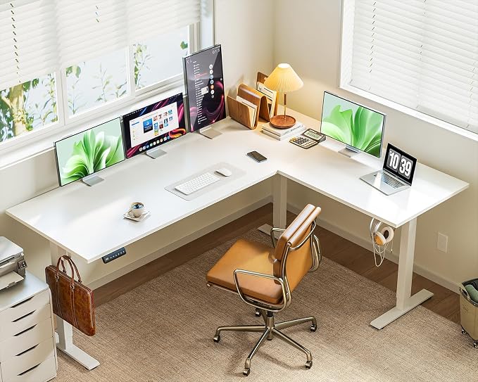 Casaottima 71 Inch Reversible Electric L Shaped Standing Desk, Height - Image 8