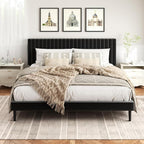 HAOARA King Size Bed Frame, King Size Platform Bed Frame and Velvet Upholstered - Image 3