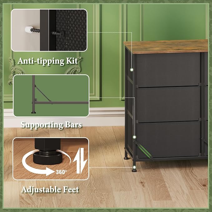 Tohomeor Dresser for Bedroom Chest of Drawers Fabric Dresser for Closet - Image 9