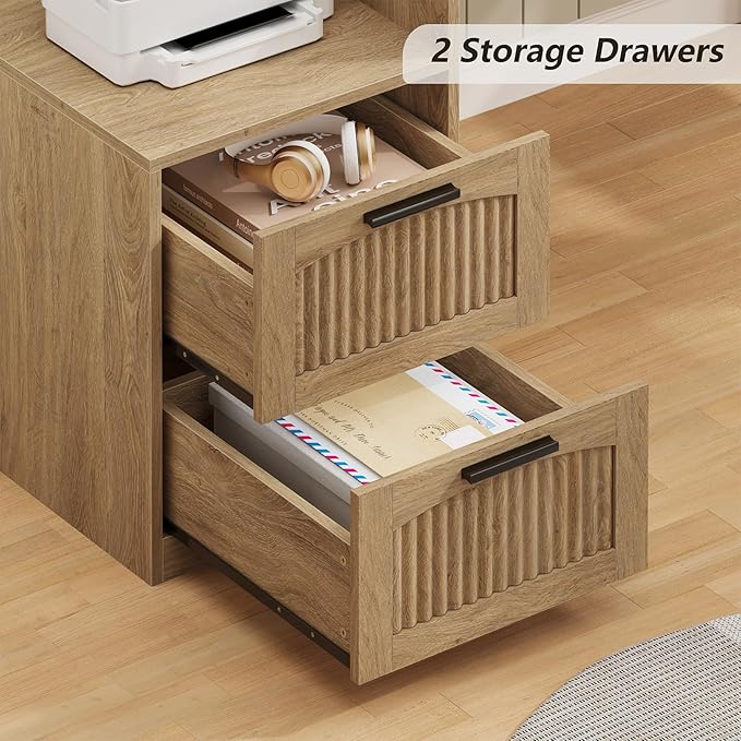 YOMILUVE 63" Farmhouse L Shaped Executive Desk - Image 5