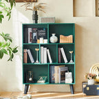 LEYAOYAO Cube Bookshelf 3 Tier Mid-Century Dark Green Modern Bookcase - Image 7