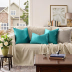 GIGIZAZA Teal Velvet Pillow Covers 16x16 Decorative Pillows Pack of 2 | Blue - Image 3