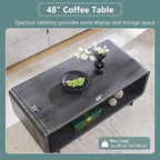 IFGET 48" Modern Coffee Table, 2-Tier Minimalist Center Table - Image 3