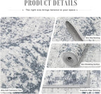 3x14 Washable Runner Rug：Modern Abstract Soft Carpet Blue Grey | - Image 5