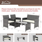 4 Piece Patio Ratten Set Outdoor Furniture Set Wicker Conversation Set - Image 6