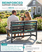 SERWALL Outdoor Bench, All Weather HDPE Outdoor Benches, 2-Person Armless Porch - Image 7