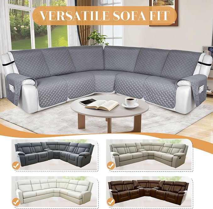 HDCAXKJ 100% Waterproof Reclining Sectional Couch Covers L Shape Recliner Sofa - Image 6