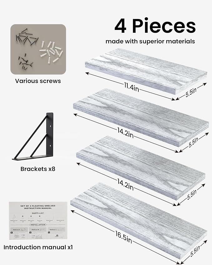 BAYKA Wall Shelves for Bedroom Decor, Floating Shelves for Living Room Kitchen - Image 6