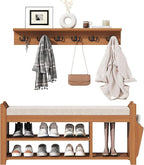 PETKABOO 39.4" Shoe Bench with Coat Rack Hidden Drawer and Side Holder - Image 8