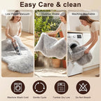 duduta Gray Faux Sheepskin Chair Seat Covers, Fluffy Shag Fur Throw Rugs Room - Image 4