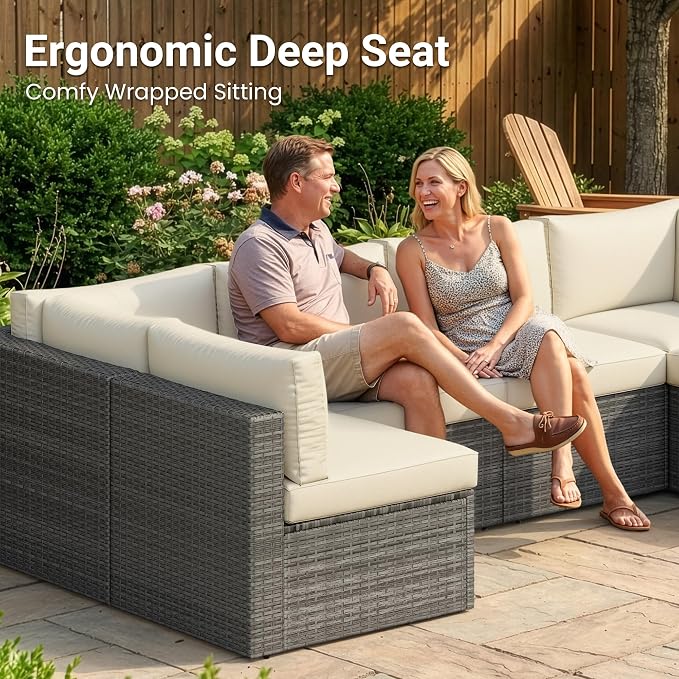 Wisteria Lane 7 Pieces Outdoor Patio Furniture Set, Wicker Outdoor Patio - Image 4