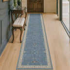 Non Slip 10ft Long Hallway Runner Rug Blue by HazoHaus