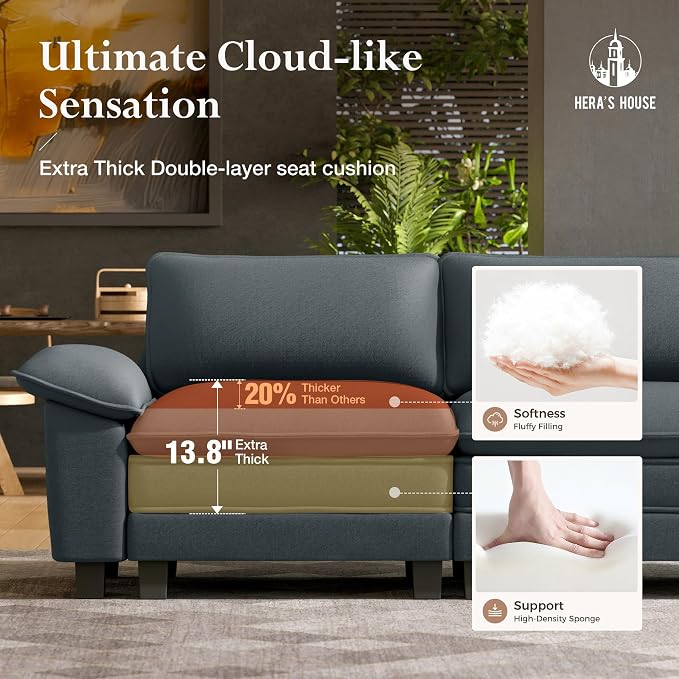 HERA'S HOUSE 124" Modular Sectional Sofa, Oversized U Shaped Couches - Image 3