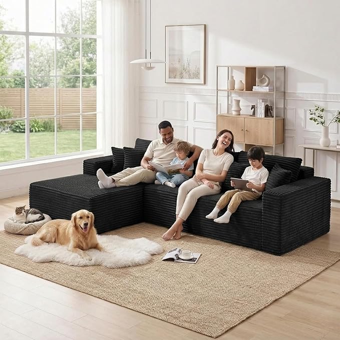 108" Boneless Couch Modular Sectional Sofa, L-Shaped Couch - Image 7