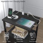 sthmec Nightstand with Charging Station, LED Night Stand Set 2, Bedside Table - Image 4
