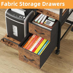 YAOHUOO Printer Stand with Power Outlet/Fabric Drawers, Printer Cabinet with - Image 4