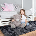 Pionblank Fluffy Runner Rugs for Bedroom 2x6, Dark Grey | Modern Shaggy Area - Image 2
