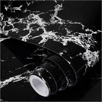practicalWs Glossy Marble Wall Paper Granite Black/Grey Kitchen Countertop by practicalWs