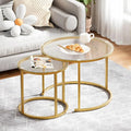 aboxoo Nesting Coffee Table Set of 2, Small Round Glass Nesting Tables by aboxoo