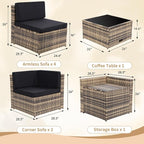 KROFEM 8-Piece Patio Furniture Set, Outdoor Wicker Rattan Sectional - Image 6