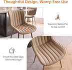 YOUNUOKE Mid-Century Modern Dining Chairs Set of 2, Khaki PU Leather - Image 6