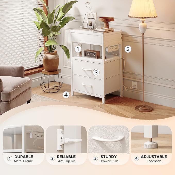 Nightstand Bedside Table Hidden Drawer - Image 7