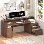 YOMILUVE Computer Desk with 3 Drawers & Storage Shelves, 65 Inch Home Office - Image 3